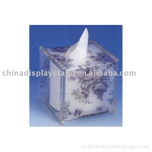 acrylic tissue box holder with flower pattern